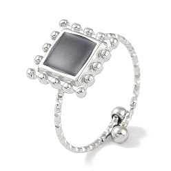 Нержавеющая Сталь Цвет 304 Эмалированные квадратные манжетные кольца из нержавеющей стали, открытые кольца для женщин, цвет нержавеющей стали, внутренний диаметр: регулируемый