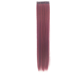 Medium Violet Red Ladies Long Straight Clip in Hair Extensions for Women Girlss, High Temperature Fiber, Synthetic Hair, Medium Violet Red, 21.65 inch(55cm)