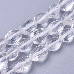 Quartz Crystal Natural Quartz Crystal Beads Strands, Faceted, Nuggets, 7~12.5x7~9mm, Hole: 0.7mm, about 41pcs/strand, 15.5 inch(39.5cm)