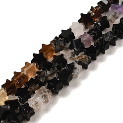 Black Agate Natural Black Agate Beads Strands, Star, 4x4.5x2mm, Hole: 0.8mm, about 102pcs/strand, 15.35 inch(39cm)