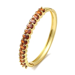 Orange Brass Pave Cubic Zirconia Hinged Bangles for Women, Golden, Orange, Inner Diameter: 2-1/4 inch(5.8cm)