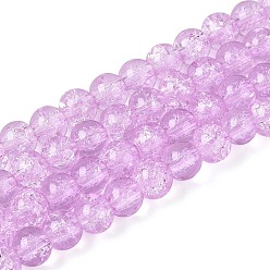 Сливовый Амарантовые стеклянные круглые бусины кракле, 6 мм, отверстие : 1.3~1.6 мм, около 133 шт / нитка, 31.4 дюйм