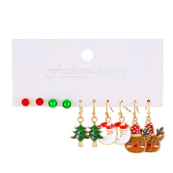 05 Cartoon Dripping Oil Alloy Reindeer Snowman Christmas Tree Earrings - Creative, Cute.