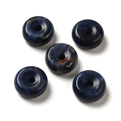 Sodalite Natural Sodalite European Pendants, Donut/Pi Disc Charms, Large Hole Pendants, 16~17x6~7mm, Hole: 3~3.5mm