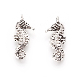 Antique Silver Tibetan Style Alloy Charms, Lead Free & Cadmium Free, SeaHorse, Antique Silver, 22x9x3mm, Hole: 1.5mm