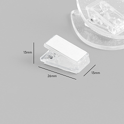 Clear Transparent Acrylic Binder Paper Clips, Double-Sided Adhesive Card Assistant Clips, Rectangle, Clear, 26x13x13mm