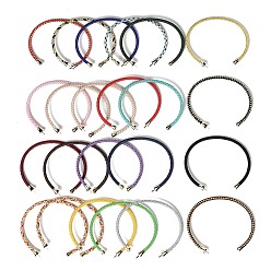 Mixed Color Stainless Steel Cuff Bangle Making, with Golden Tone Brass Finding, for Half Drilled Beads, Mixed Color, Inner Diameter: 1-3/4x2-3/8 inch(4.6x6cm), Pin: 1mm