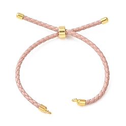 Rose Brumeux Fabrication de bracelets en cordon de cuir tressé en microfibre ronde ajustable, avec les accessoires en laiton, convient aux breloques de connecteur, rose brumeuse, 9.13x0.12 pouce (23.2x0.3 cm), Trou: 2mm