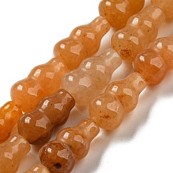Red Aventurine Natural Red Aventurine Beads Strands, Gourd, 13.5~14.5x8~8.5mm, Hole: 1mm, about 26pcs/strand, 14.96''(38cm)