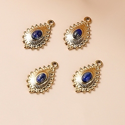 Ляпис-Лазурь Подвески из натурального лазурита из сплава, слезинки, 18x15x5 мм