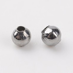 Gunmetal Iron Spacer Beads, Round, Gunmetal, about 2mm in diameter, 2mm wide, hole: 1mm