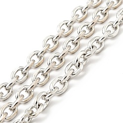 Platinum Iron Cable Chains, Unwelded, with Spool, Platinum, 8.5x6.5x1.5mm