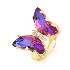 Farbig Messing-Mikro pflastern Zirkonia Fingerringe, mit Glas, Schmetterling, Bleifrei und cadmium frei, langlebig überzogen, Gestell, echt 18 k vergoldet, Farbig, us Größe 6 (16.5 mm)