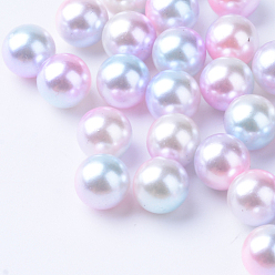 Pink Rainbow Acrylic Imitation Pearl Beads, Gradient Mermaid Pearl Beads, No Hole, Round, Pink, 8mm, about 2000pcs/500g