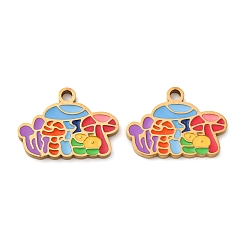 Разноцветный 304 подвески из нержавеющей стали, с эмалью, ионное покрытие (ip), гриб, красочный, 11x15.3x1.5 мм