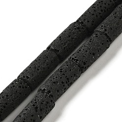 Black Natural Lava Rock Beads Strands, Column, Dyed, Black, 14x7mm, Hole: 1.5mm, about 28pcs/strand, 15.55''(39.5~40cm)