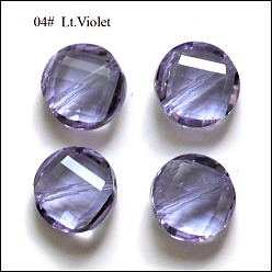 Lilac Imitation Austrian Crystal Beads, Grade AAA, Faceted, Flat Round, Lilac, 6x3.5mm, Hole: 0.7~0.9mm