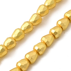 Матовый Золотой Стеклянные бусины с гальваническим покрытием , конус, граненые, матовый золотой, 6x6 мм, отверстие : 1 мм, около 65 шт / нитка, 15.75'' (40 см)
