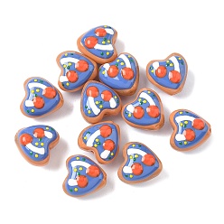 Вишня Бусины из стеклянной эмали, окрашенные методом запекания, сердце с фруктами, вишня, 13.5x13.5x9.5~10.5 мм, отверстие : 1.2 мм