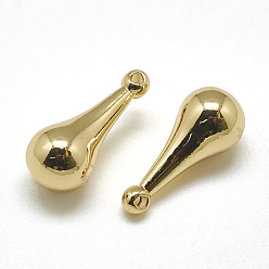 Real 18K Gold Plated Brass Charms, Chain Extender Drop, Teardrop, Real 18K Gold Plated, 8x4mm, Hole: 1mm