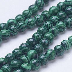 Malachite Perles synthétiques malachite brins, ronde, 6mm, Trou: 1mm, Environ 67 pcs/chapelet, 15 pouce