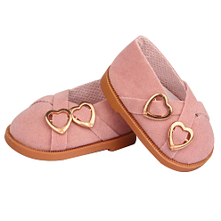 Pink Cloth Doll Shoes, with Heart Button, for 18 "American Girl Dolls Accessories, Pink, 70x42x30mm