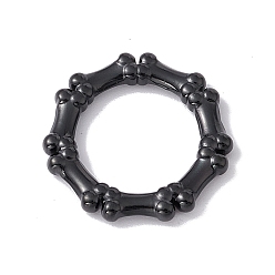 Electrophoresis Black 304 Stainless Steel Linking Rings, Imitation Bone Beaded Heptagon Ring, Electrophoresis Black, 21x21x2.5mm, Inner Diameter: 13mm