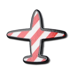Red Opaque Acrylic Cabochons, Plane, Stripe Pattern, Red, 28.5x30x1.7mm