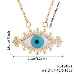 Золотой Элегантные латунные прозрачные кубические цирконии голубые подвески от сглаза, простые роскошные украшения для повседневного ношения, золотые, 15.75 дюйм (40 см)