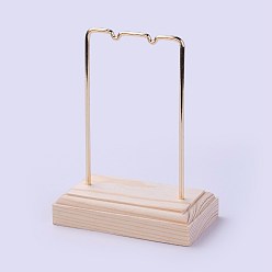 Golden Peach Wooden Earring Display, Jewelry Display Rack, with Iron Findings, Golden, 9x5x11.9cm