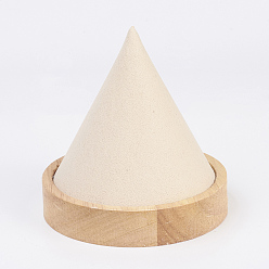 PeachPuff Wood Necklace Displays, with Faux Suede, Cone Shaped Display Stands, PeachPuff, 8.7x9.3cm