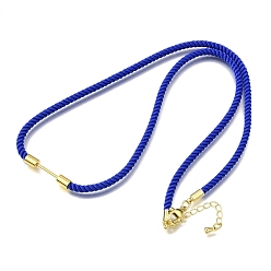 Темно-Синий 3мм круглые нейлоновые миланские шнуры для изготовления ожерелий, с латунными выводами и 303 застежками из лобстера из нержавеющей стали, золотые, долговечный, стойки покрытие, темно-синий, 19.53 дюйм (49.6 см)