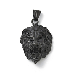Черный 304 подвески из нержавеющей стали, очарование льва, чёрные, 42x27.5x10.5 мм, отверстие : 8x4 мм
