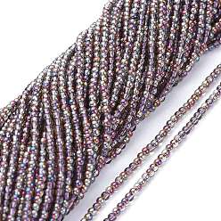 Dark Slate Blue Electroplate Glass Beads Strands, Full Rainbow Plated, Round, DarkSlate Blue, 2.5mm, Hole: 0.7mm, about 177pcs/Strand, 14.09 inch(35.8cm)