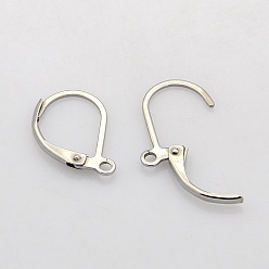 Stainless Steel Color 304 Stainless Steel Leverback Earring Findings, with Loop, Stainless Steel Color, 16x10~10.5mm, Hole: 1.5mm, Pin: 0.7mm