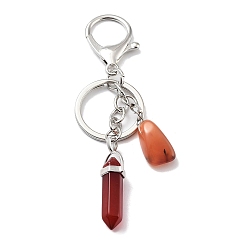 Red Agate Брелок из натурального красного агата, с платиновым покрытием, разрезными кольцами из железа, пуля, 11~11.2 см