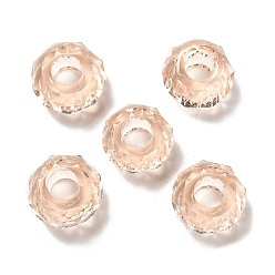 Pêche Résine transparente perles européennes, Perles avec un grand trou   , facette, rondelle, peachpuff, 13.5x8mm, Trou: 5.5mm
