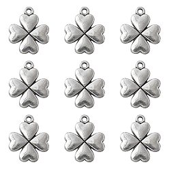 Antique Silver Tibetan Style Alloy Pendant, Clover, Cadmium Free & Nickel Free & Lead Free, Antique Silver, 21x17.5x2.5mm, Hole: 1.5mm