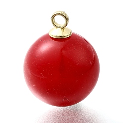 Красный Подвески из АБС-пластика с жемчугом, круглые, с петлей из легкого золотого сплава, красные, 18x13.5 мм, отверстие : 1.8 мм