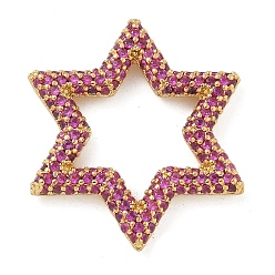 Орхидея Стойка покрытие латунь микропаве кубический цирконий звездообразные соединительные кольца, долговечный, без свинца и без кадмия, реальный 18 k позолоченный, сиреневые, 25x22x3 мм, внутренний диаметр: 14.5x13 мм