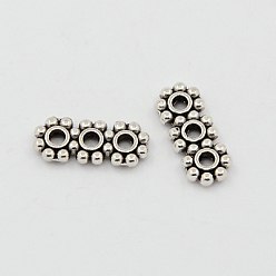 Античное Серебро Тибетского стиля баров Spacer, прямоугольные, античное серебро, 12.5x5x2 мм, отверстие : 1.5 мм