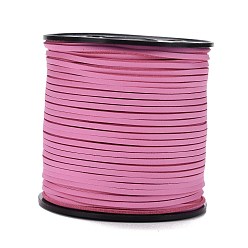Pink Korean Faux Suede Cord, Faux Suede Lace, with PU Leather, Pink, 3x1.5mm, about 100yards/roll(300 feet/roll)