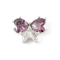 Фиолетовый Латунные микро проложить кубического циркония подвески, бабочки прелести, без свинца и без кадмия, долговечный, фиолетовые, 10.5x13.5x5.5 мм, отверстие : 1 мм