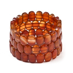 Carnelian Natural Carnelian Oval Beaded Stretch Bracelet, Gemstone Jewelry for Women, Inner Diameter: 2-1/8 inch(5.4~5.5cm)