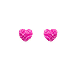 E2322/Pink Heart 925 Silver Heart-shaped Stud Earrings - Minimalist Geometric Circle Earings, Cute and Stylish.