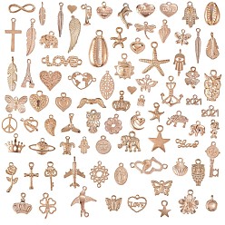 Golden 96Pcs Alloy Pendants, for Jewelry Necklace Bracelet Earring Making Crafts, Mixed Shapes, Golden, 7~21x8~12mm