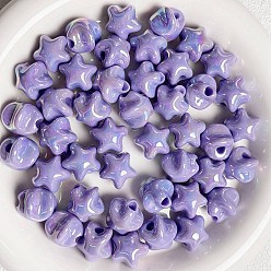 Medium Purple UV Plating Plastic Beads, Iridescent Star, Medium Purple, 16x16mm, Hole: 2.5mm