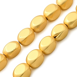 Матовый Золотой Стеклянные бусины с гальваническим покрытием , самородки, матовый золотой, 11x7x7 мм, отверстие : 1 мм, около 38 шт / нитка, 16.54'' (42 см)