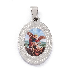 Human Не тускнеющие 304 подвески из нержавеющей стали, с кнопкой на поруки, плоские roumd, Рисунок девушки, 27x17x2.5 мм, отверстие : 4x7.5 мм