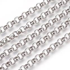 Stainless Steel Color 304 Stainless Steel Rolo Chains, Belcher Chain, Unwelded, Stainless Steel Color, 7.5~8mm